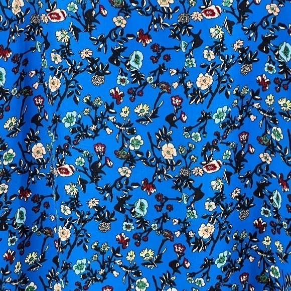 Pleione Blouse Boho Romantic Floral Cap Sleeve Blue Print Top Small - Picture 7 of 10